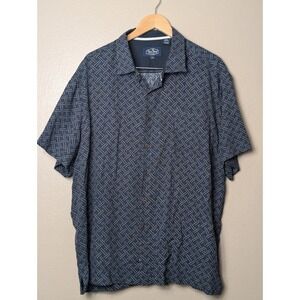 Nat Nast Silk Cotton Shirt XXL Blue Pattern Button Up Resort Casual